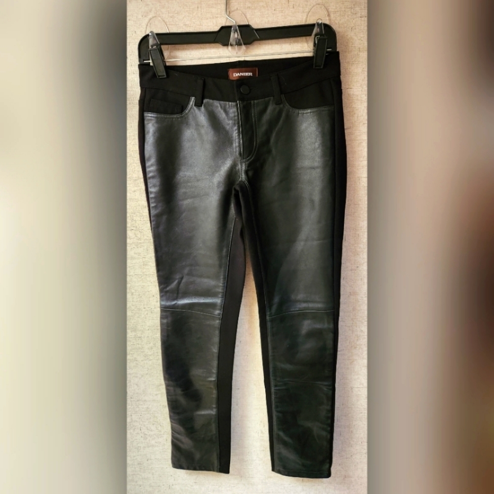 Danier Real Italian Leather Black Legging Pant sz4